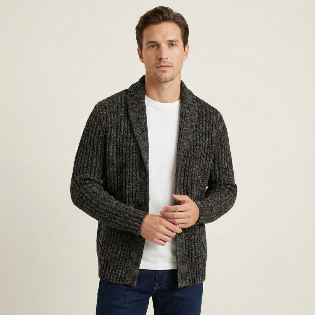 Adelbert | Klassische Strickjacke mit Schalkragen und Strukturmuster
