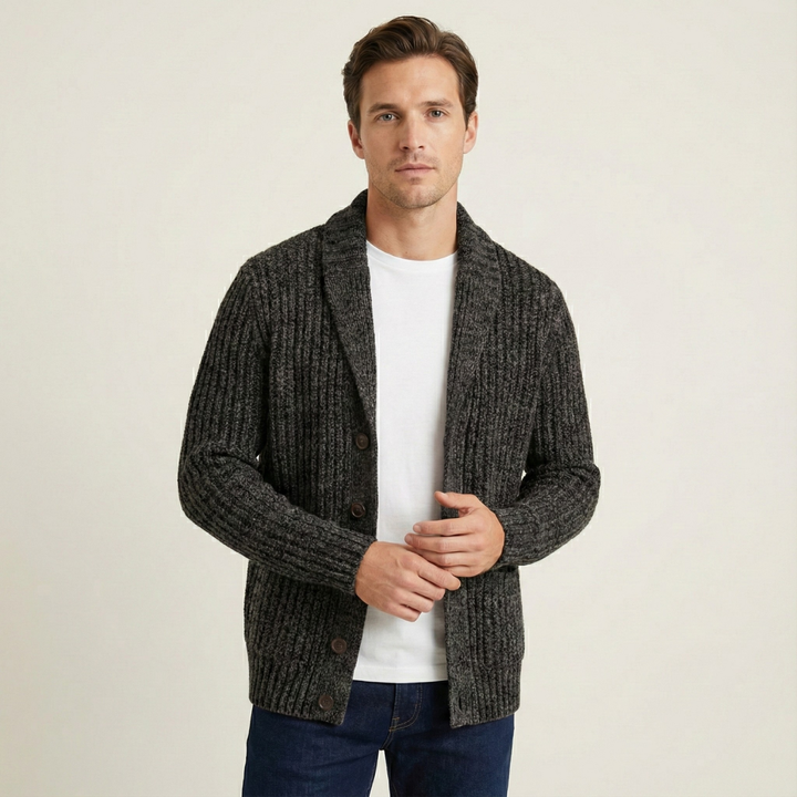 Adelbert | Klassische Strickjacke mit Schalkragen und Strukturmuster