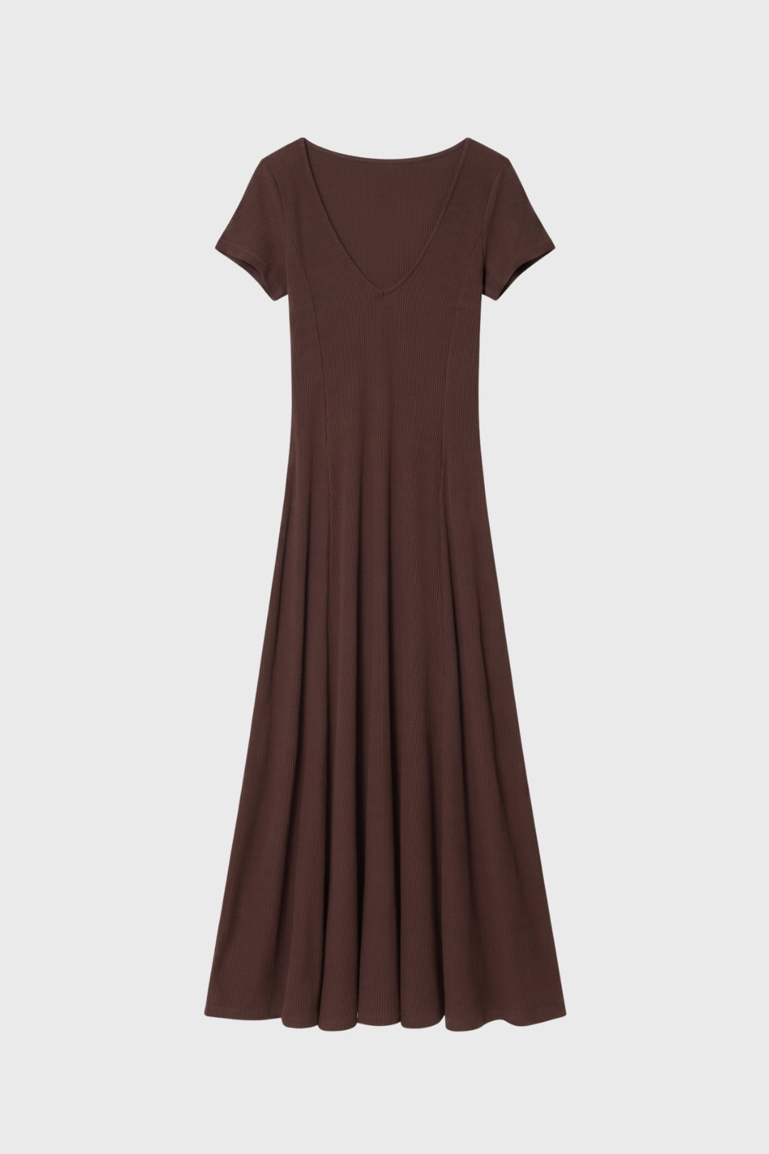 Vielseitiges Damenkleid | Midi-Länge, V-Ausschnitt und kurze Ärmel, ausgestellt geschnitten