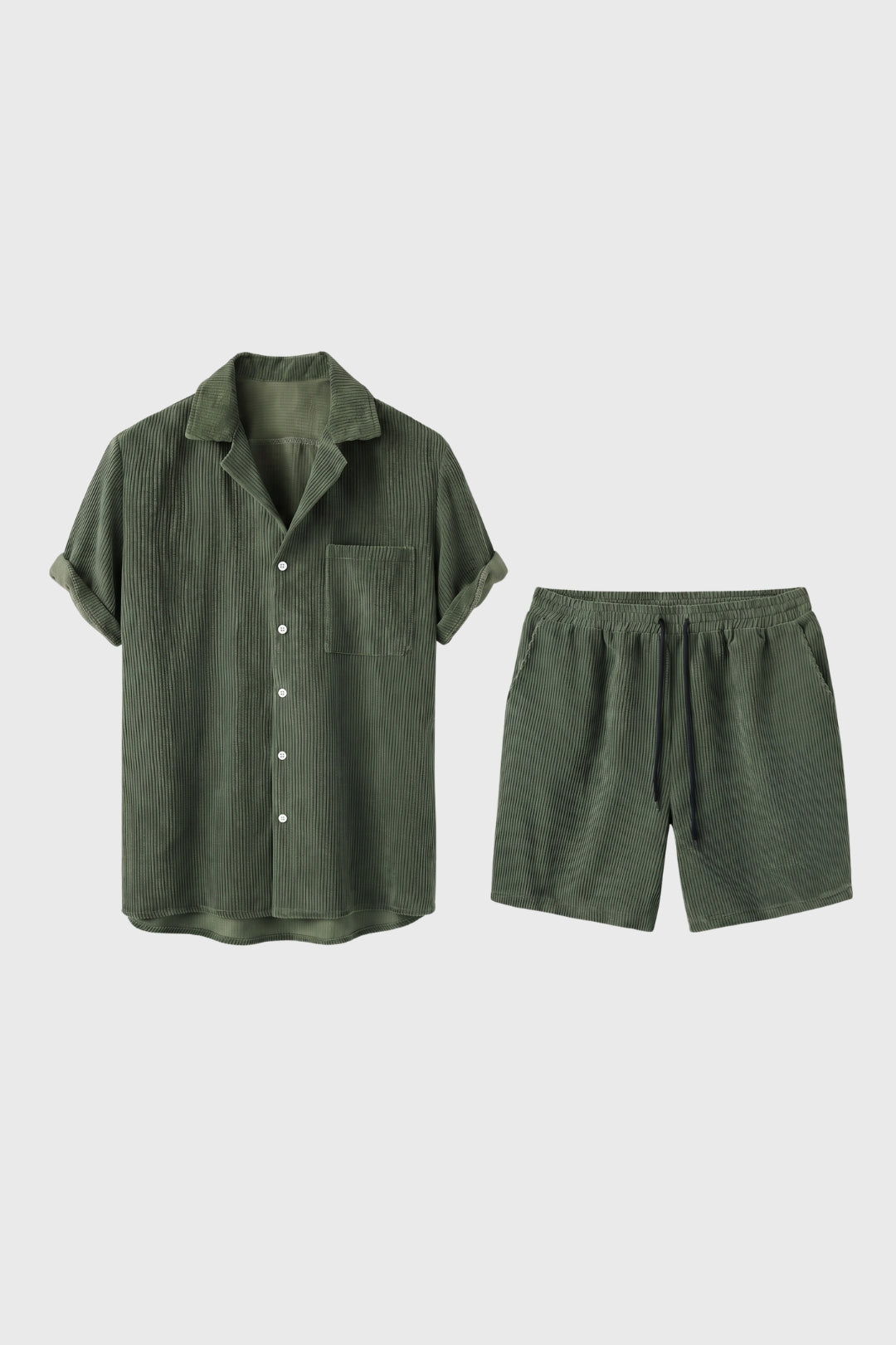 Denimblaues Herren-Set | Hemd &amp; Shorts | Sommerlich bequem