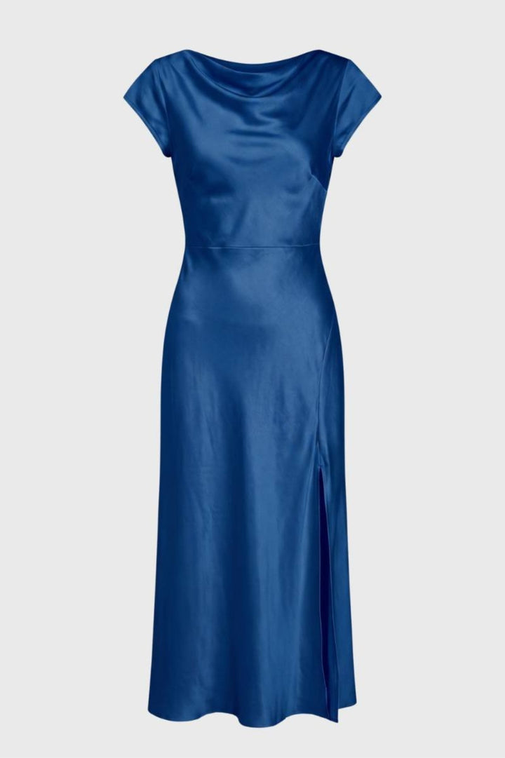 Damen-Midikleid | Wasserfallausschnitt &amp; Rückenknoten | Elfenbein
