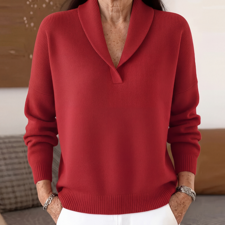 Esther | Damen Klassischer Schalkragen Strickpullover