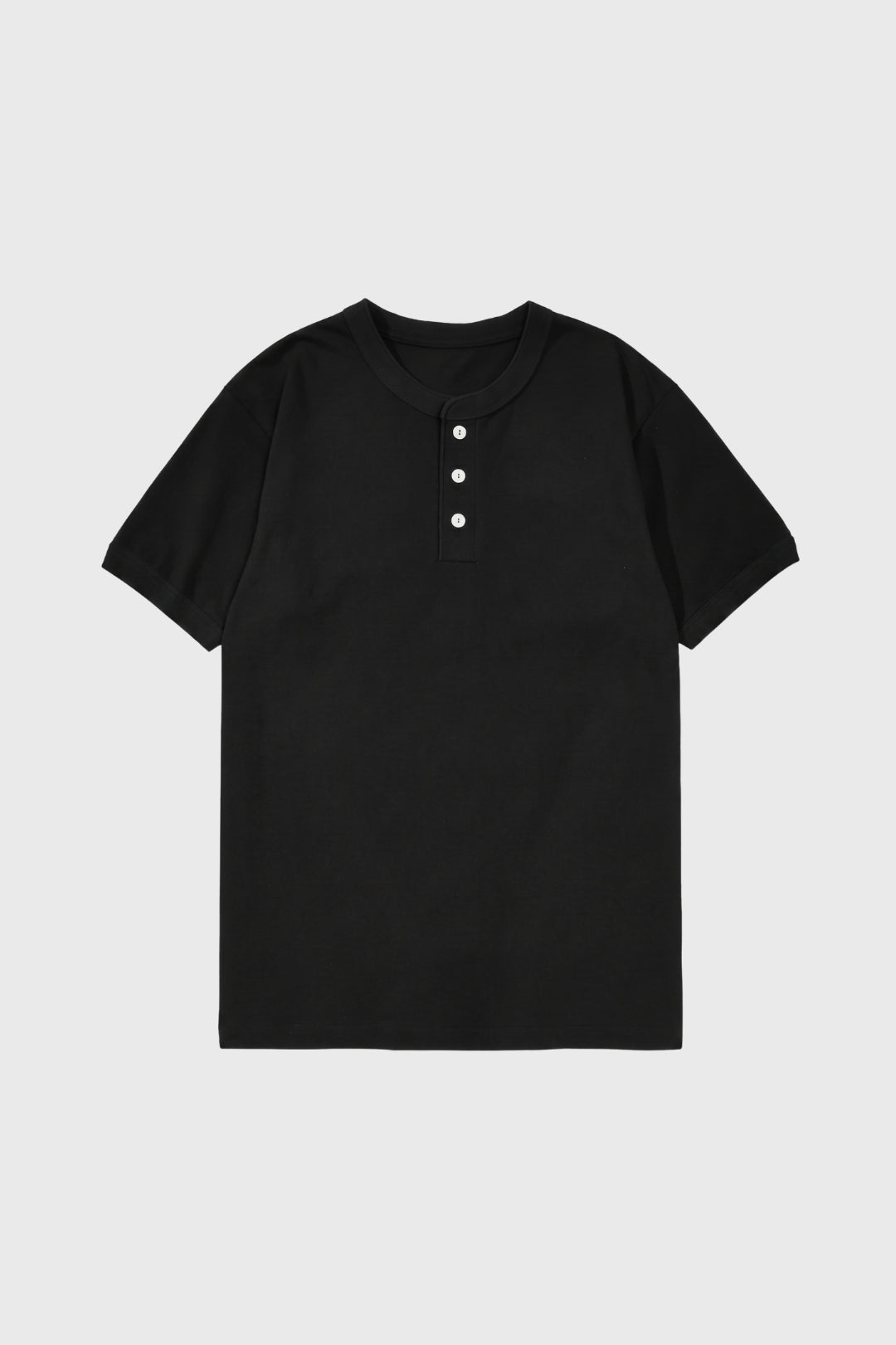 Herren-T-Shirt | Knopfleiste &amp; kurze Ärmel | Schwarz