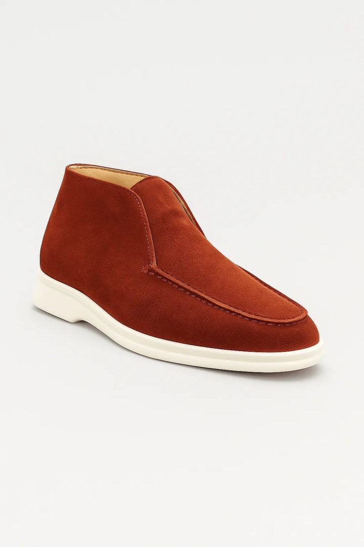 Herren-Loafers | Grauer Wildleder-Look &amp; weiße Sohle | Slip-On Komfort