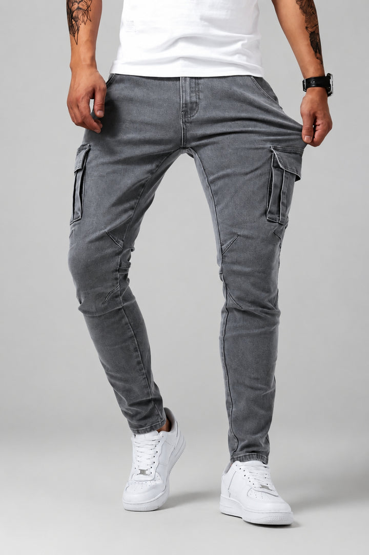 Herren-Cargo-Jeans | Schlanke Passform | Mehrere Taschen &amp; Stretch | Lässig