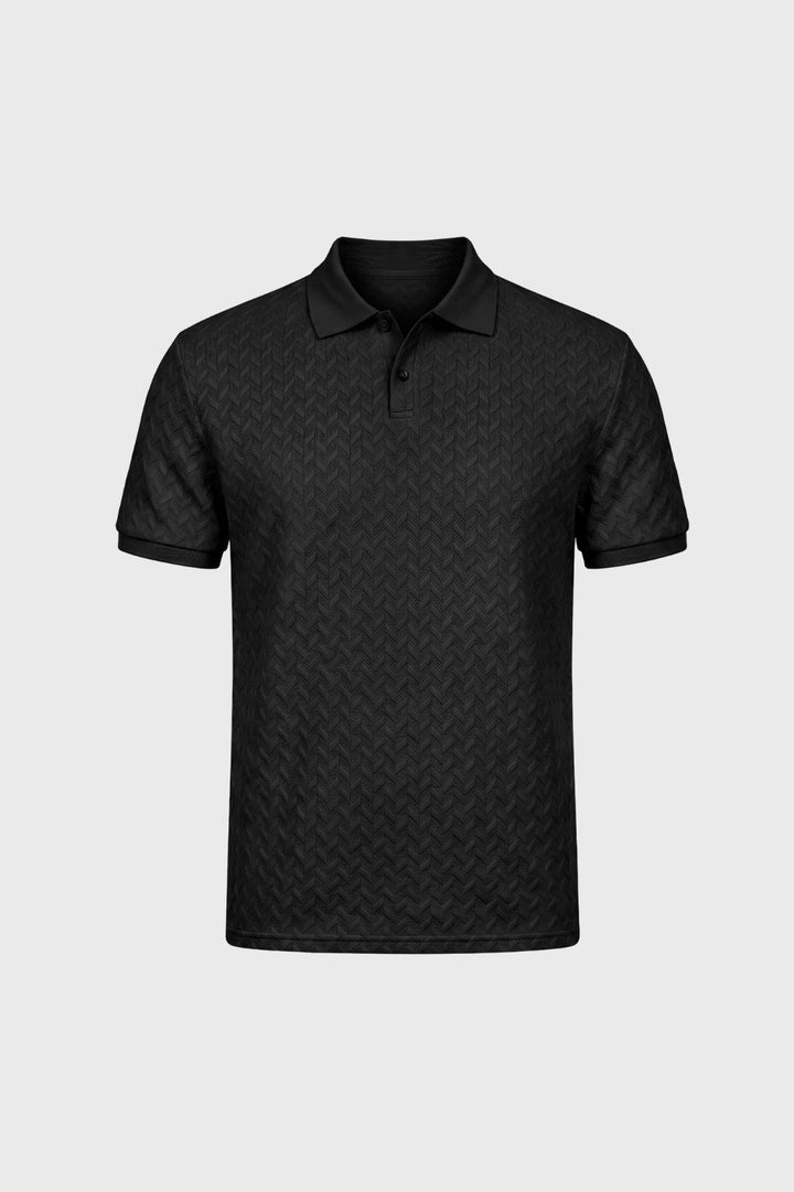 Strukturiertes Herren-Polohemd | Fischgrät-Muster, klassischer Kragen und gepflegte kurze Ärmel