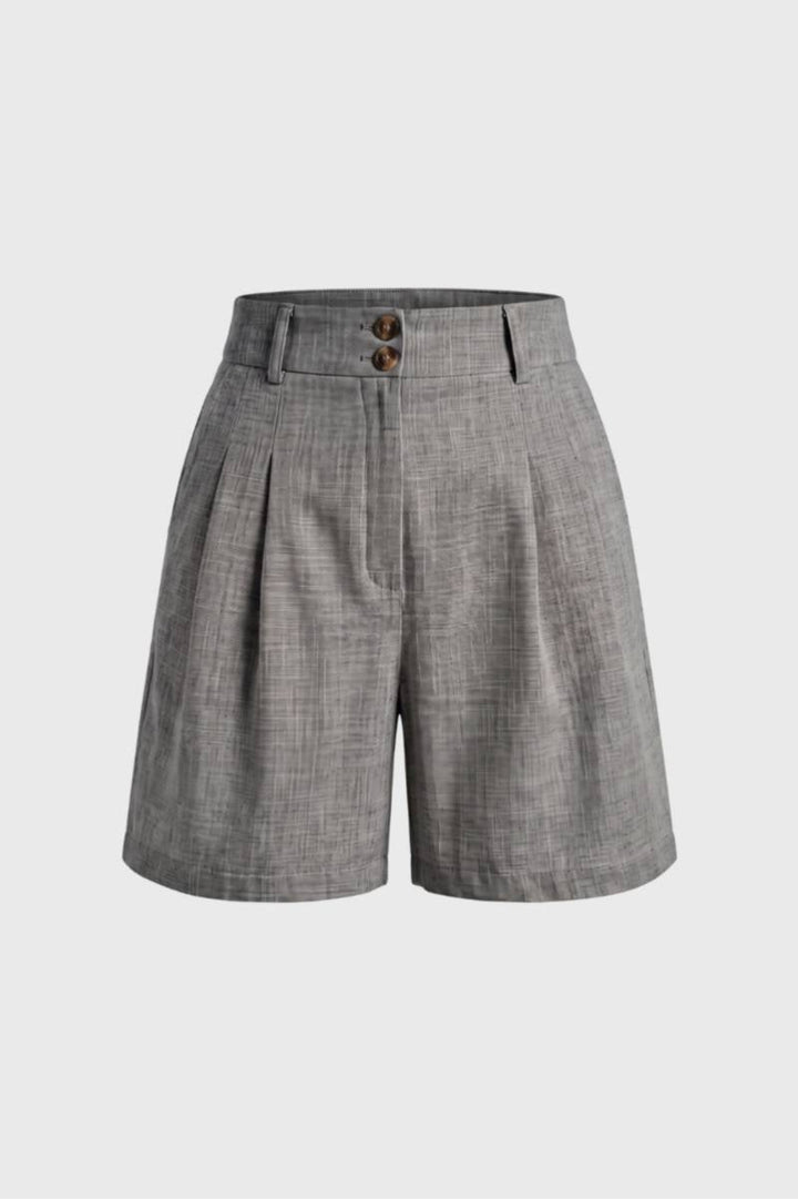 Damen-Shorts | Hohe Taille &amp; Falten | Sandbeige