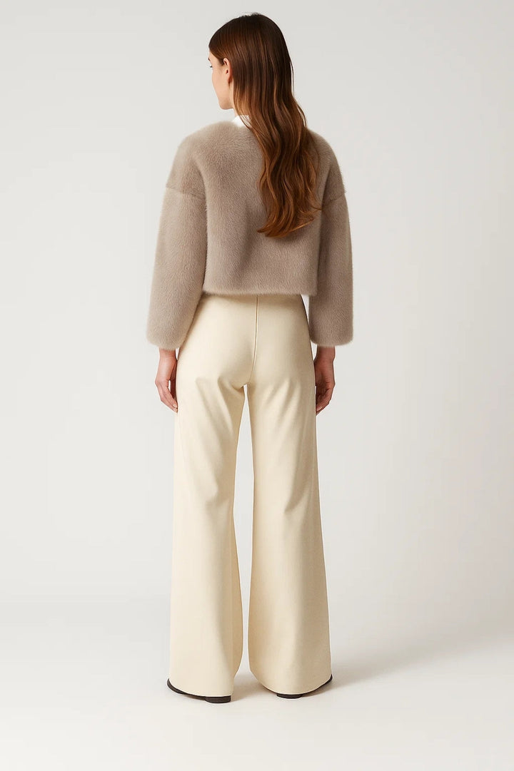 Damenjacke Kurz | Beige | Weich &amp; Warm | Eleganter Box-Schnitt