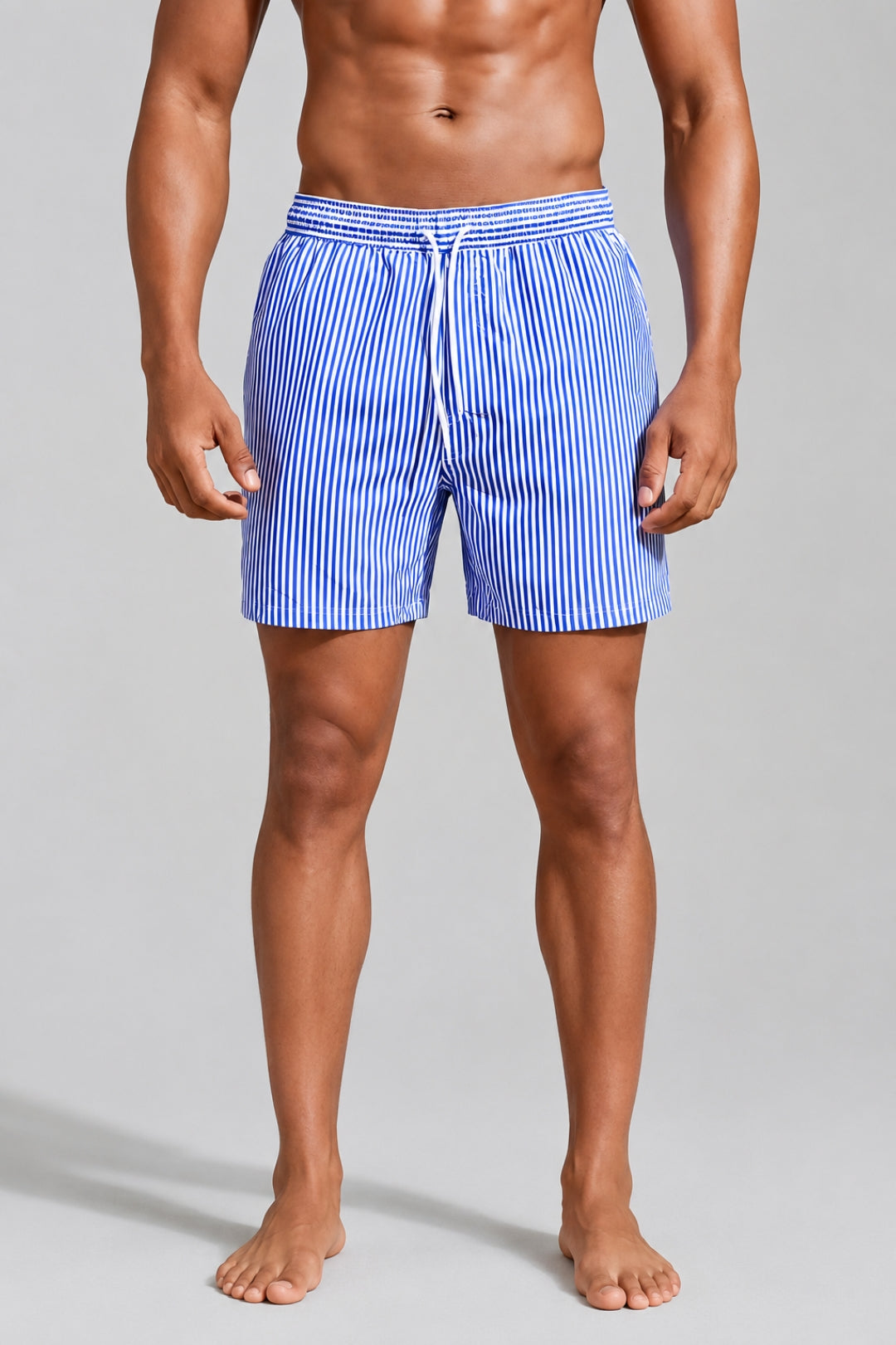 Badeshorts für Herren | Gestreiftes Design | Weicher Stoff &amp; elastischer Bund