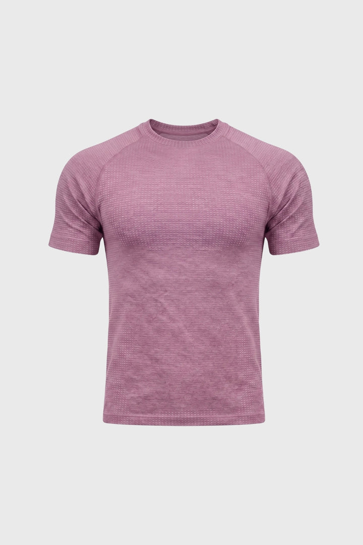 Herren-T-Shirt | Waffelstruktur &amp; Rundhalsausschnitt | Violett meliert