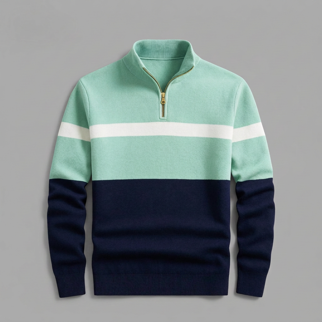 Barthold | Herren Colorblock Strickpullover mit Reißverschluss