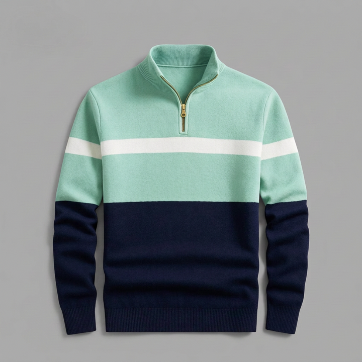 Barthold | Herren Colorblock Strickpullover mit Reißverschluss