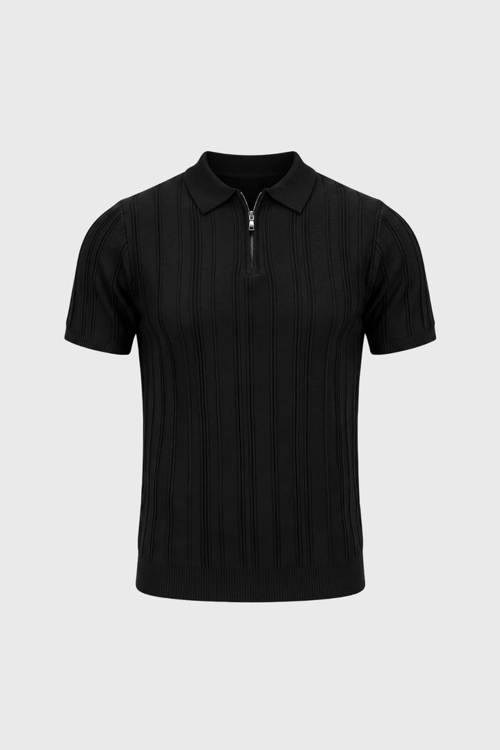 Elegantes Herren-Polo mit Reißverschluss | Kurze Ärmel, Rippstruktur und klassischer Kragen