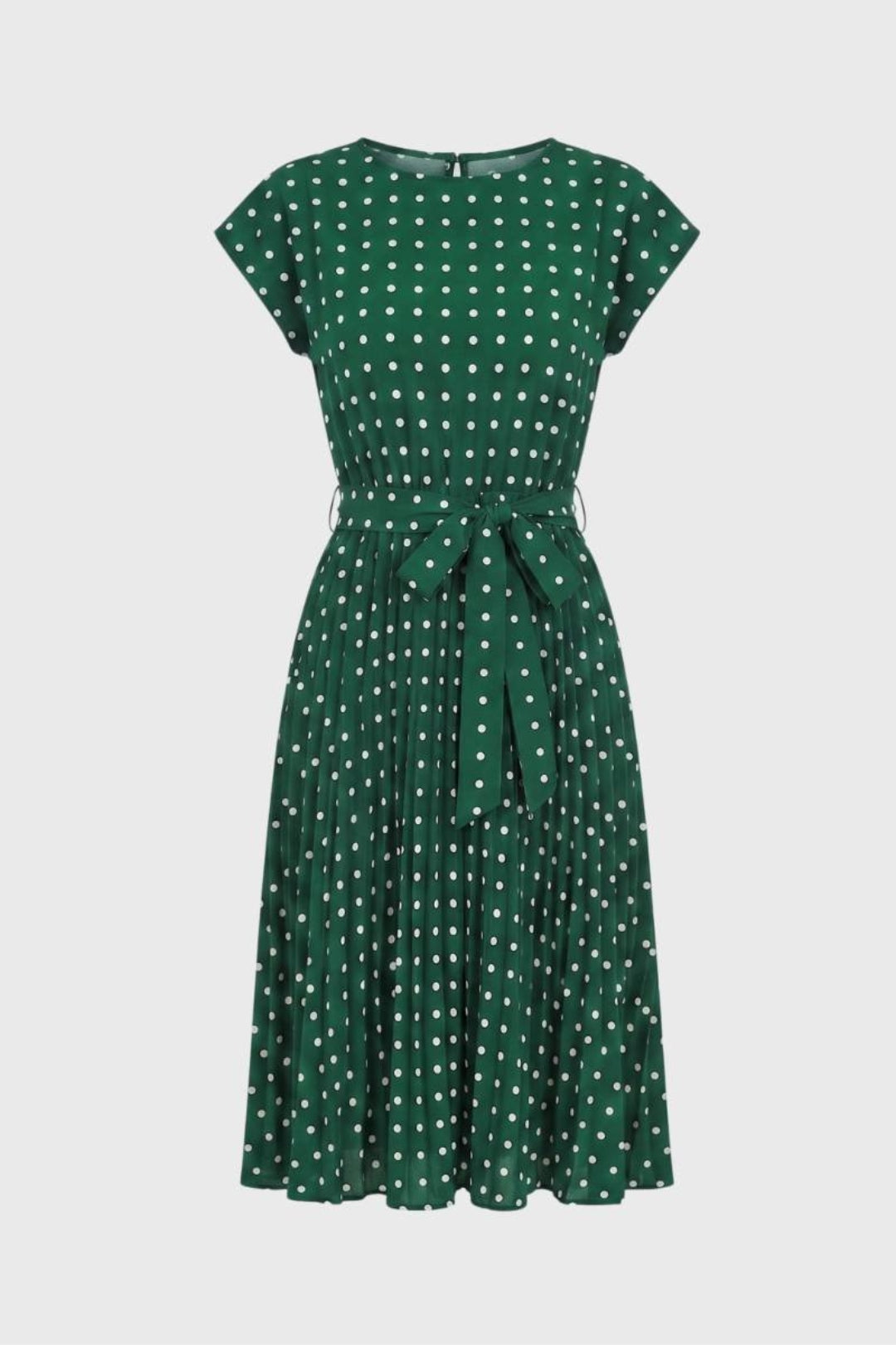 Marineblaues Midikleid | Polka-Punkte| Elegant &amp; tailliert