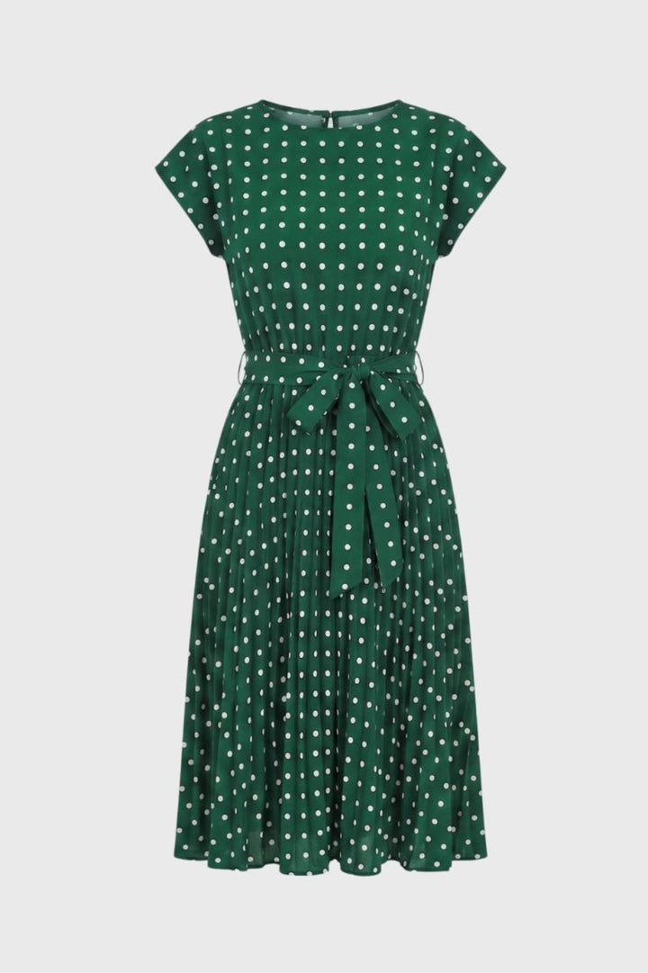 Marineblaues Midikleid | Polka-Punkte| Elegant &amp; tailliert