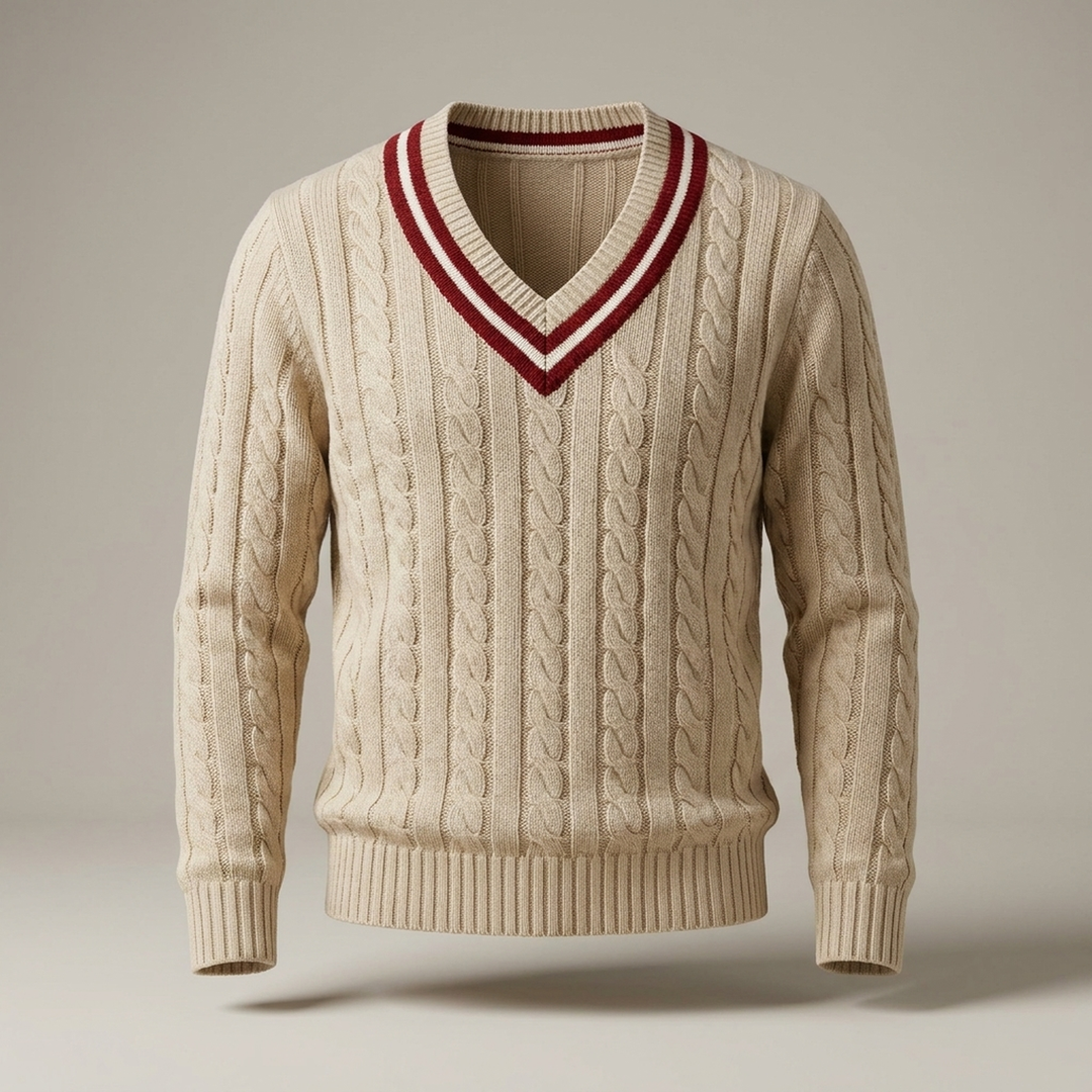 Emmanuel | Herren Zopfmusterpullover mit V-Ausschnitt Strickpullover