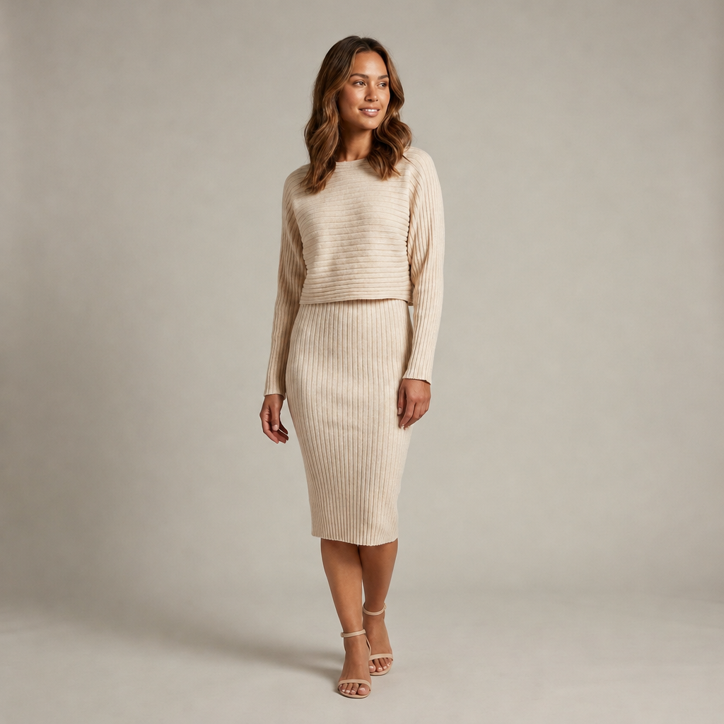 Tanja | Damen Strickkleid mit kurzem Oberteil