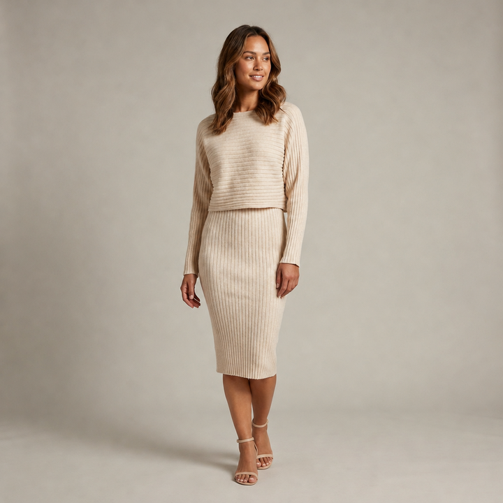 Tanja | Damen Strickkleid mit kurzem Oberteil