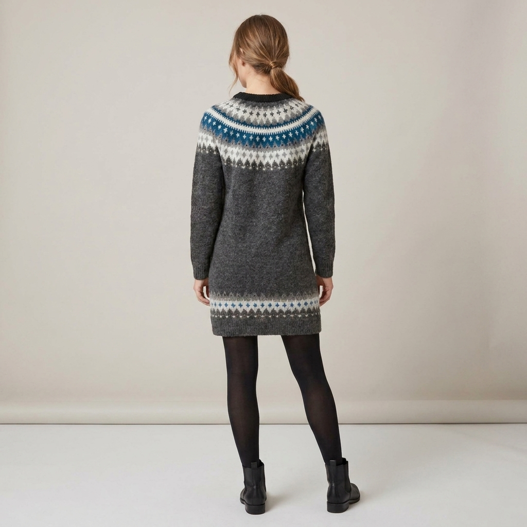Lara | Damen Norwegisch gemustertes Strickkleid
