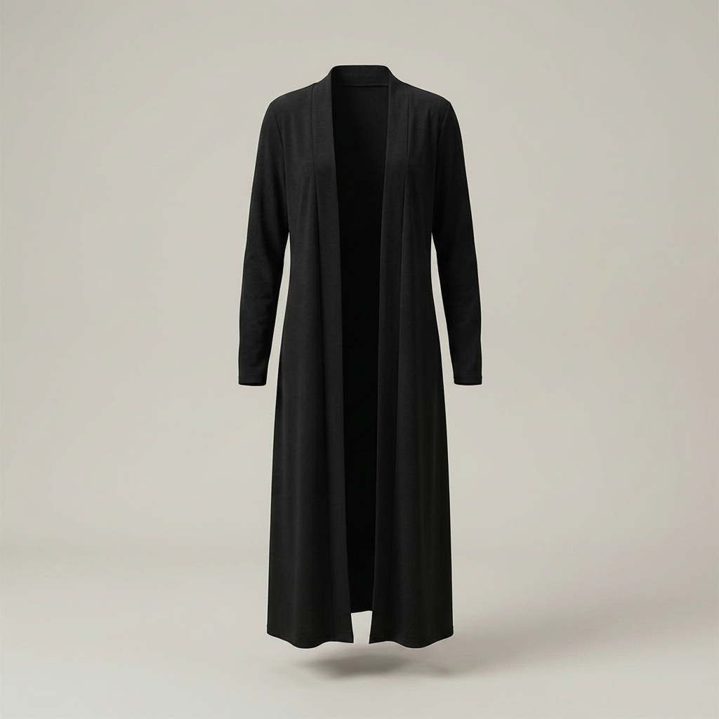 Theresa | Damen Langer Offener Langarm Longcardigan