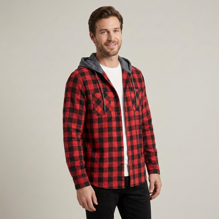 Hinnerk | Herren Karo Kapuzen Hemdjacke