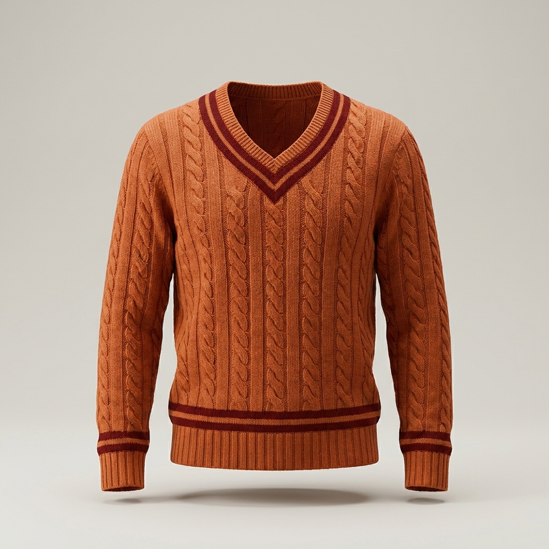 Emmanuel | Herren Zopfmusterpullover mit V-Ausschnitt Strickpullover