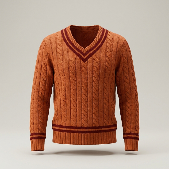 Emmanuel | Herren Zopfmusterpullover mit V-Ausschnitt Strickpullover