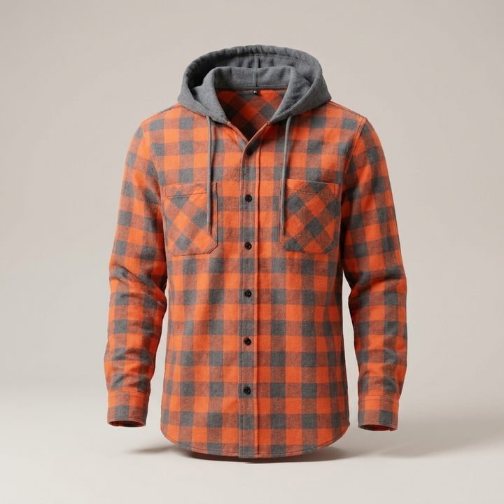 Hinnerk | Herren Karo Kapuzen Hemdjacke