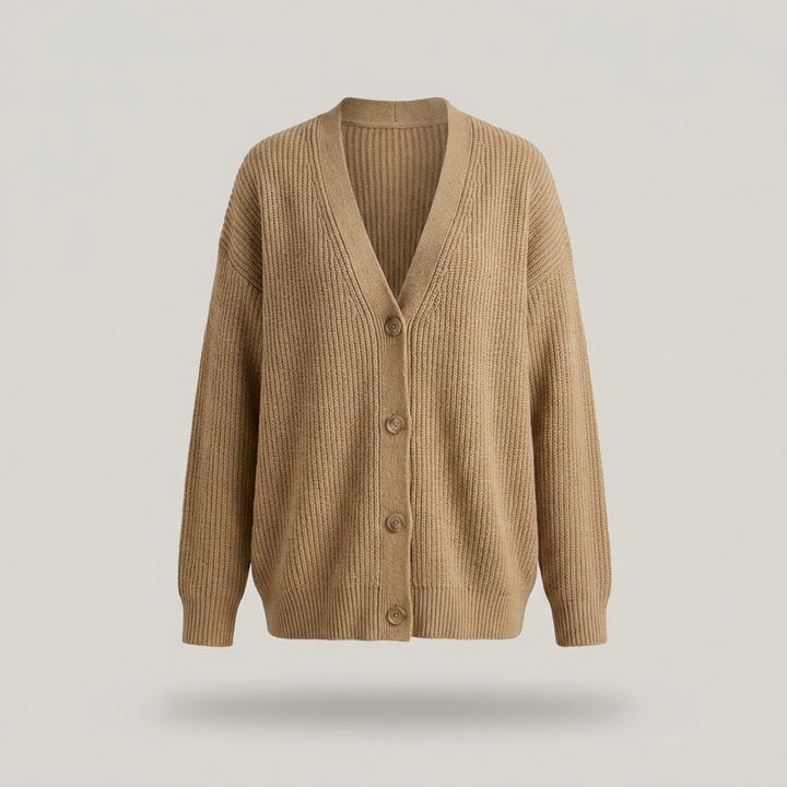 Caroline | Damen Oversize Rippstrick Strickjacke