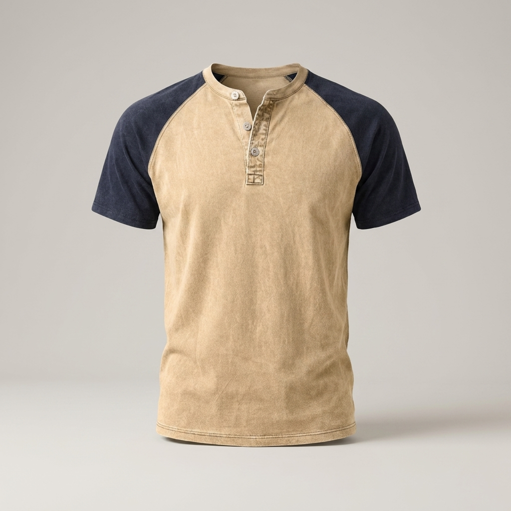 Ingo | Herren Raglan Henley Kurzarmshirt