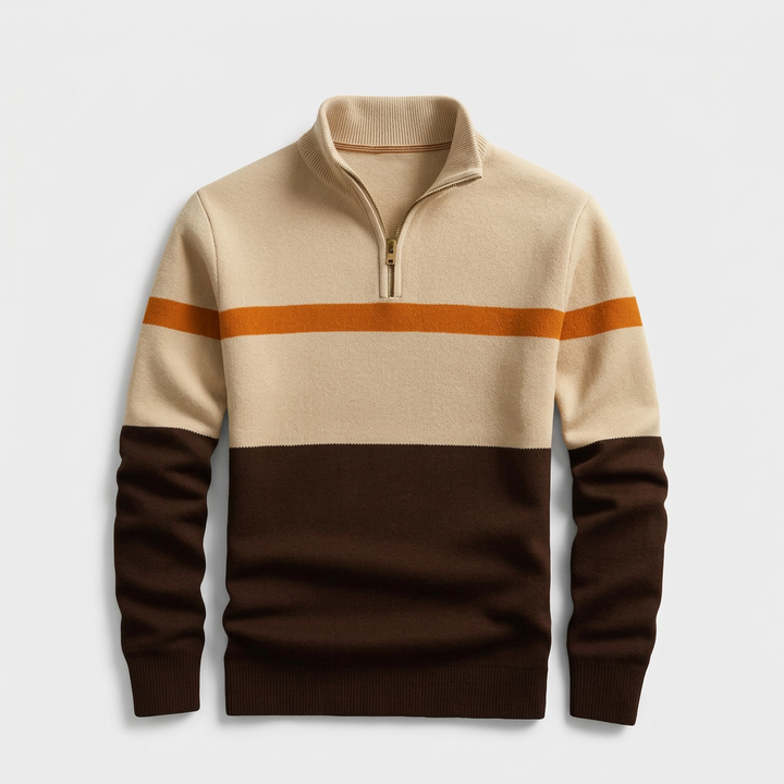 Barthold | Herren Colorblock Strickpullover mit Reißverschluss