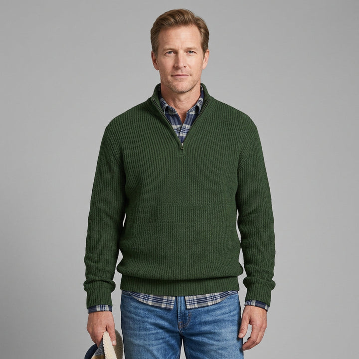 Baldur | Herren Rippstrickpullover mit Reißverschluss