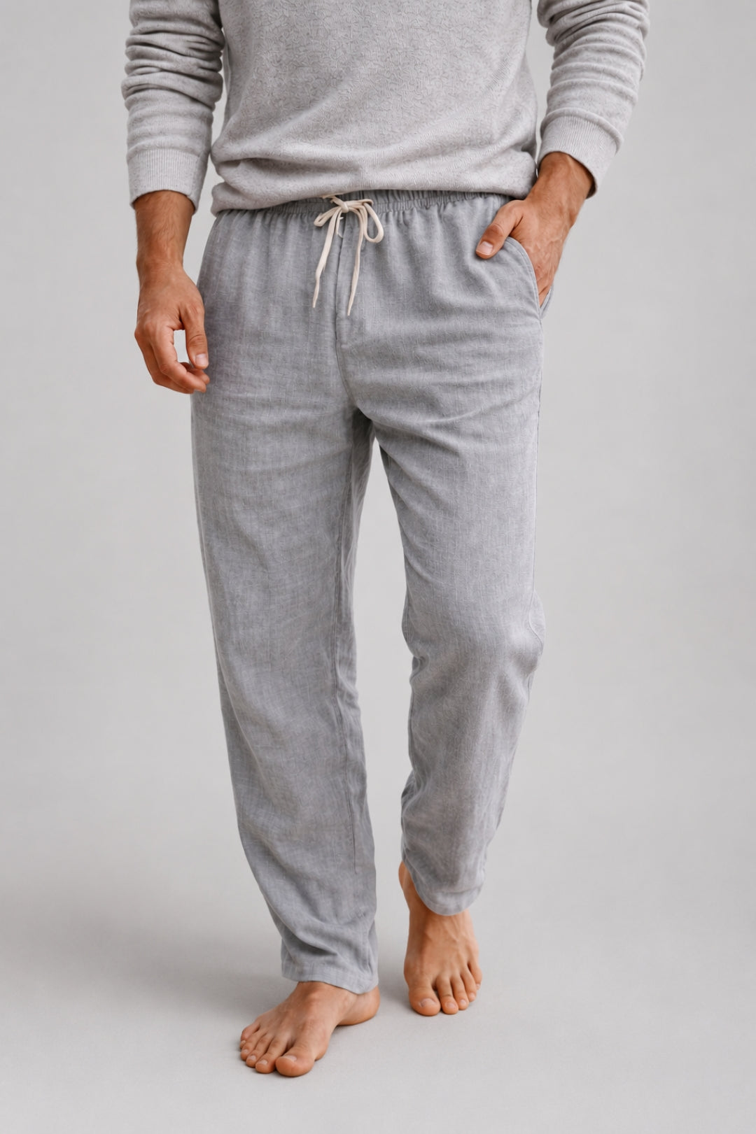 | Herrenhose im lässigen Schnitt | Kordelzug, Seitentaschen, Boho-Leinen-Style