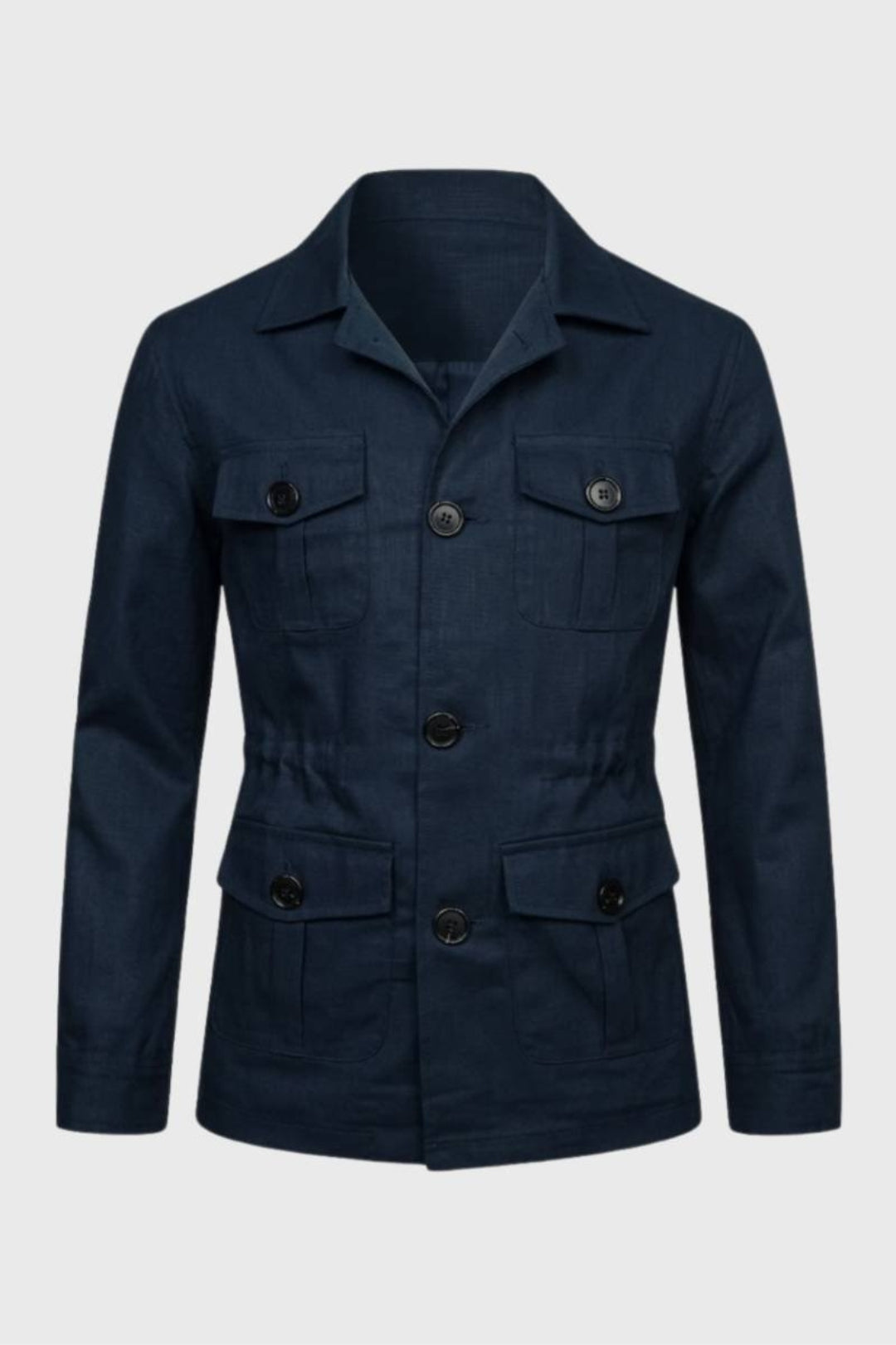 Herrenjacke in geradem Schnitt | Militär-Safari-Stil | Mehrere Taschen | Klassischer Kragen
