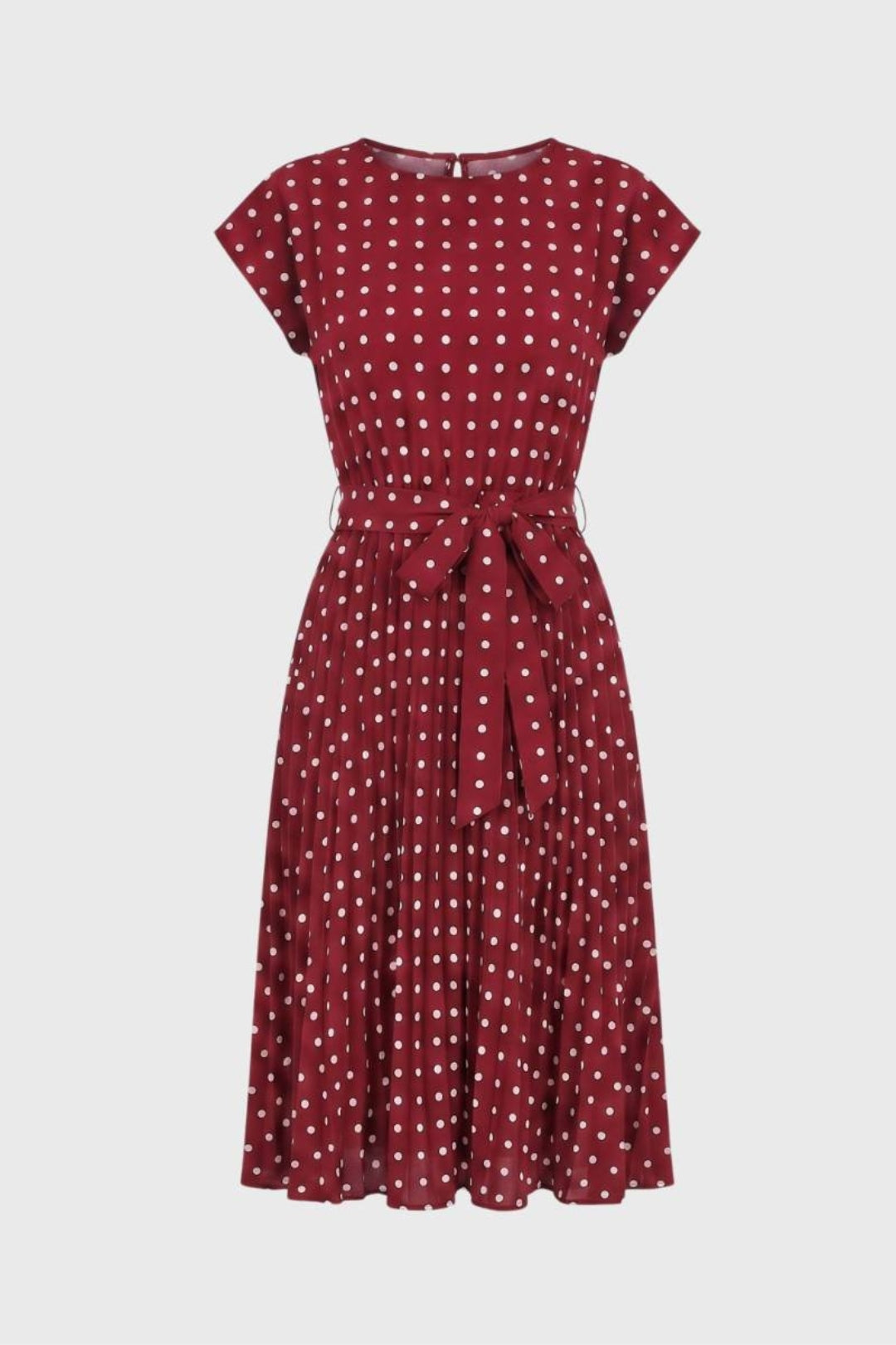 Marineblaues Midikleid | Polka-Punkte| Elegant &amp; tailliert