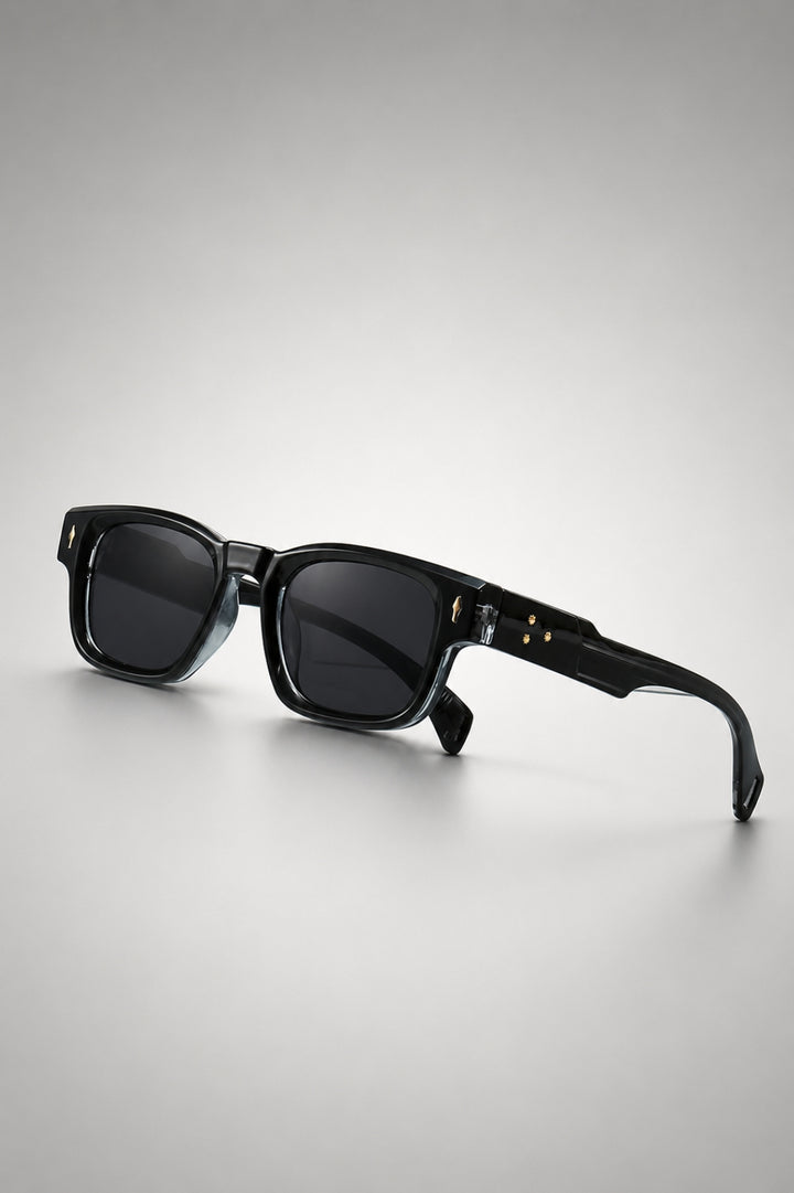 Herren-Sonnenbrille mit rechteckiger Passform | Polarisierte Gläser, UV400 und grauer Rahmen in Acetat-Optik