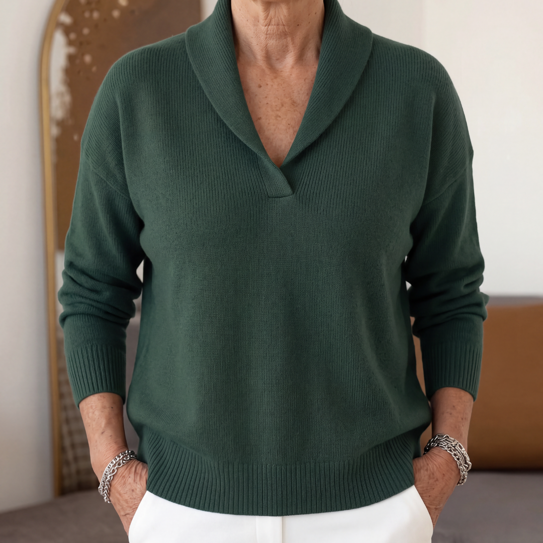 Esther | Damen Klassischer Schalkragen Strickpullover