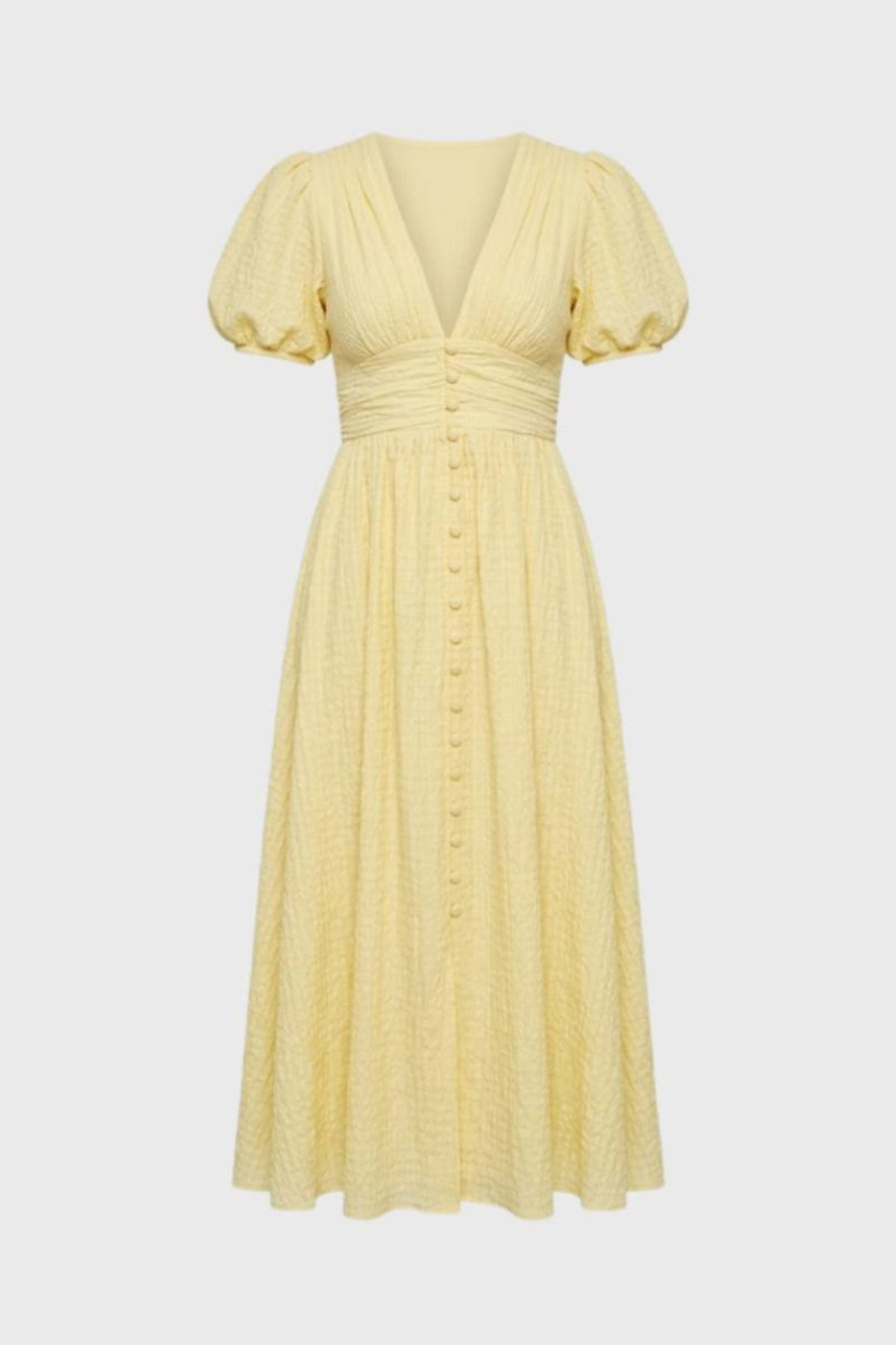 Sommer Midi-Kleid Damen | Betonte Taille | Puffärmel | Feminin &amp; Elegant