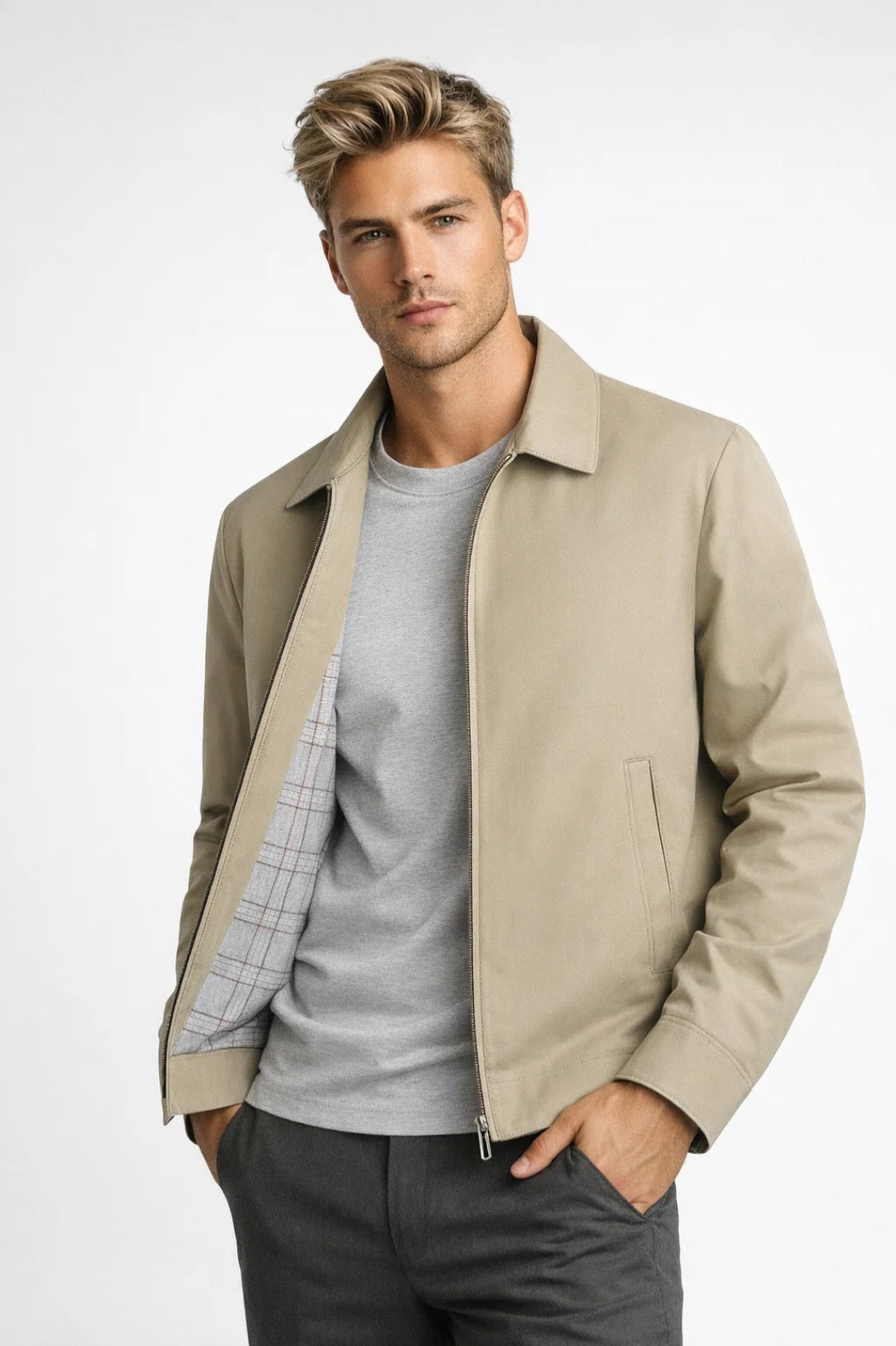 Herrenjacke Frühling | Business Casual | Kariertes Futter | Eleganter Look fürs Büro