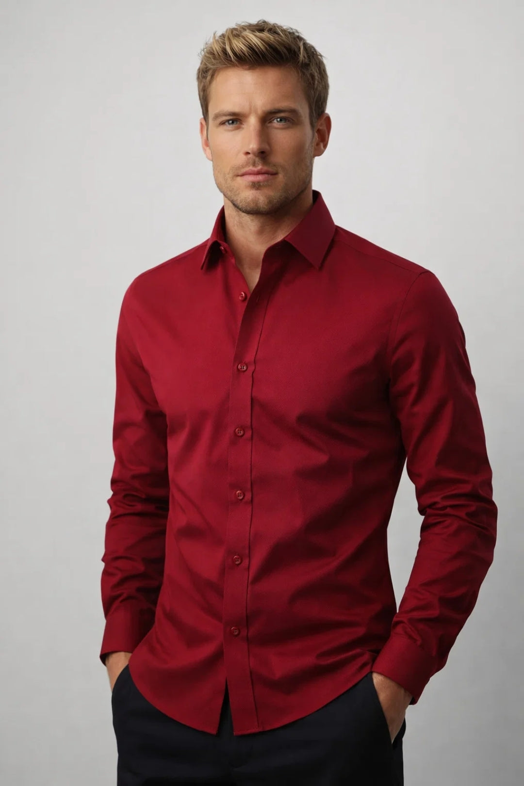 Slim Fit Herrenhemd | Hellrosa | Langarm | Business Casual Stil