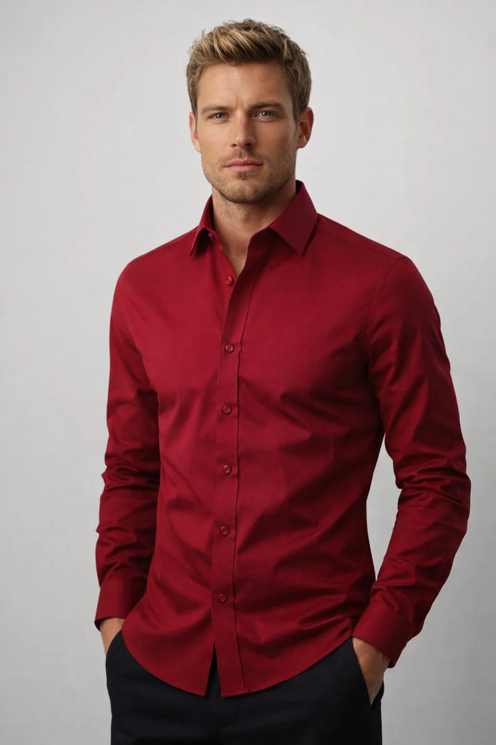 Slim Fit Herrenhemd | Hellrosa | Langarm | Business Casual Stil