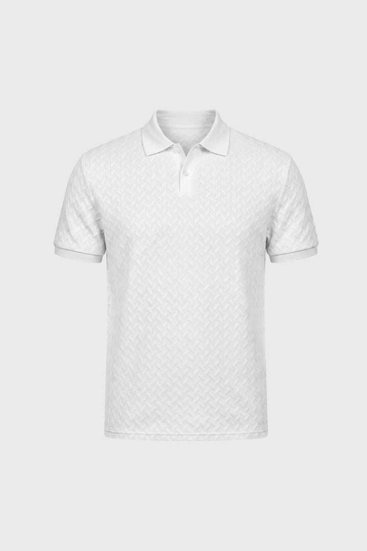 Strukturiertes Herren-Polohemd | Fischgrät-Muster, klassischer Kragen und gepflegte kurze Ärmel