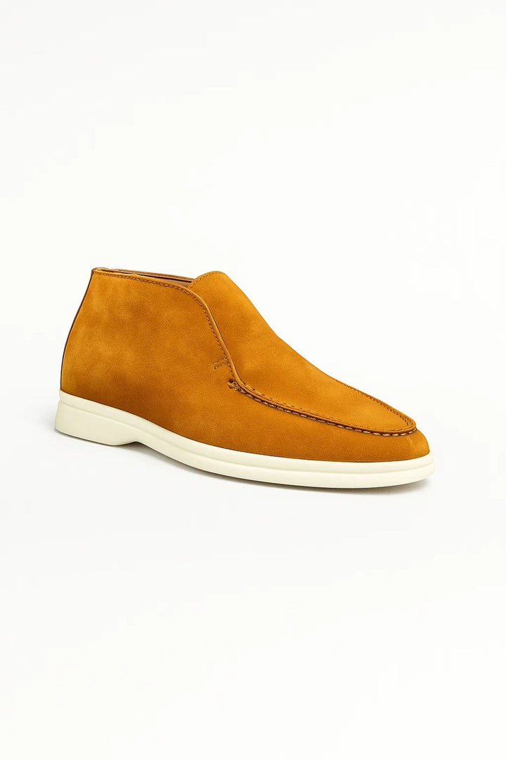 Herren-Loafers | Grauer Wildleder-Look &amp; weiße Sohle | Slip-On Komfort