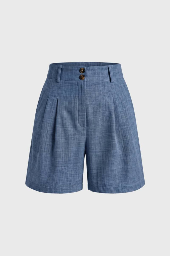 Damen-Shorts | Hohe Taille &amp; Falten | Sandbeige