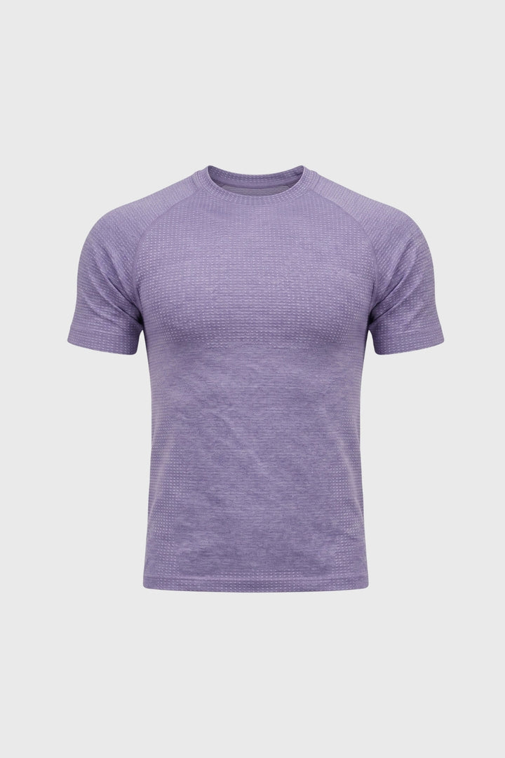 Herren-T-Shirt | Waffelstruktur &amp; Rundhalsausschnitt | Violett meliert
