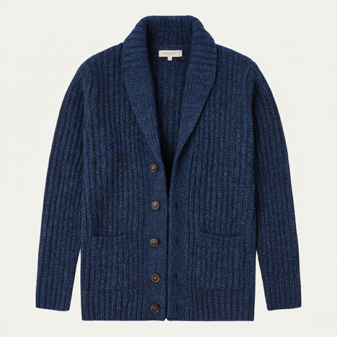 Adelbert | Klassische Strickjacke mit Schalkragen und Strukturmuster