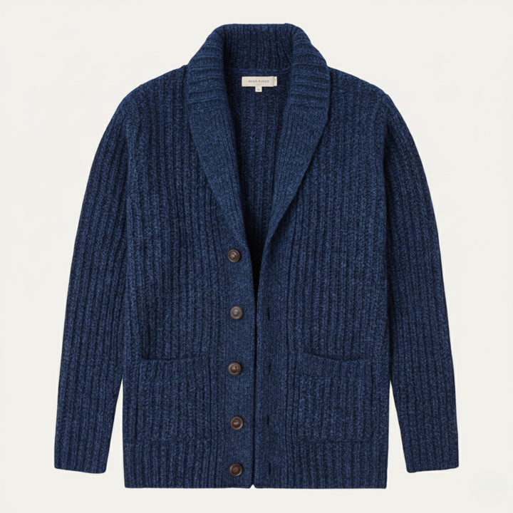 Adelbert | Klassische Strickjacke mit Schalkragen und Strukturmuster