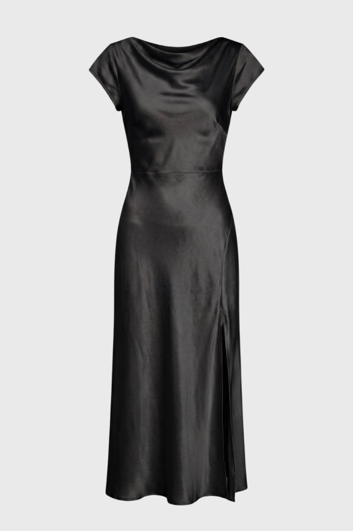 Damen-Midikleid | Wasserfallausschnitt &amp; Rückenknoten | Elfenbein