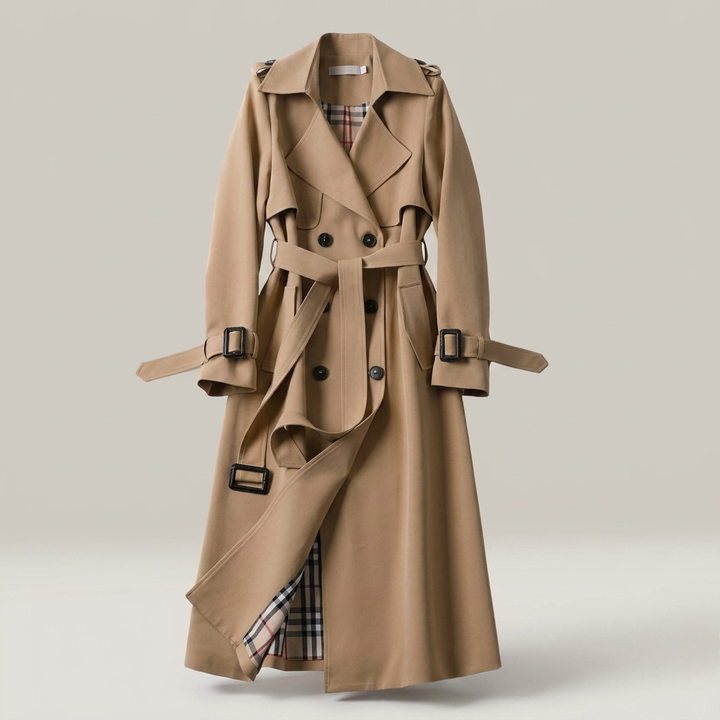 Angelika | Damen Zweireihiger Parka mit Gürtel
