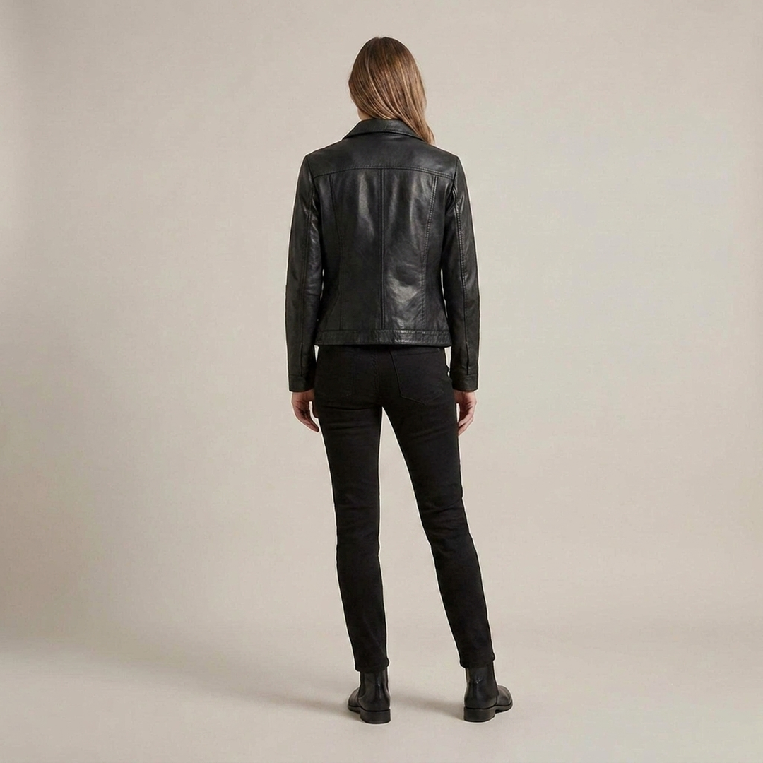 Sigrun | Damen mit Reißverschluss und Brusttasche Lederjacke